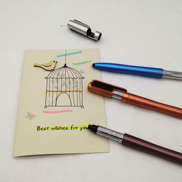 Highlighter + ballpoint pen + stand + screen wipe + touch capacitance pen five in one gift pen Highlighter + ballpoint pen + stand + screen wipe + touch capacitance pen five in one gift pen