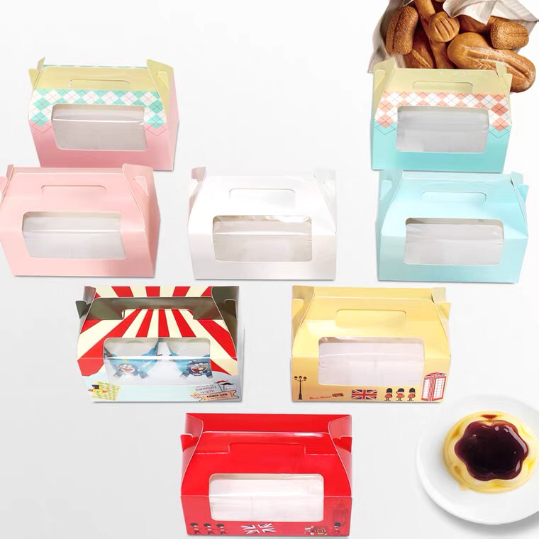 Single 1/2/3/4/6/12 Tablets Portable Window Paper Cup Cake Box Mousse Wood Bran Pudding Bottle Egg Tart Packing Box