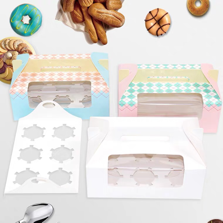Single 1/2/3/4/6/12 Tablets Portable Window Paper Cup Cake Box Mousse Wood Bran Pudding Bottle Egg Tart Packing Box