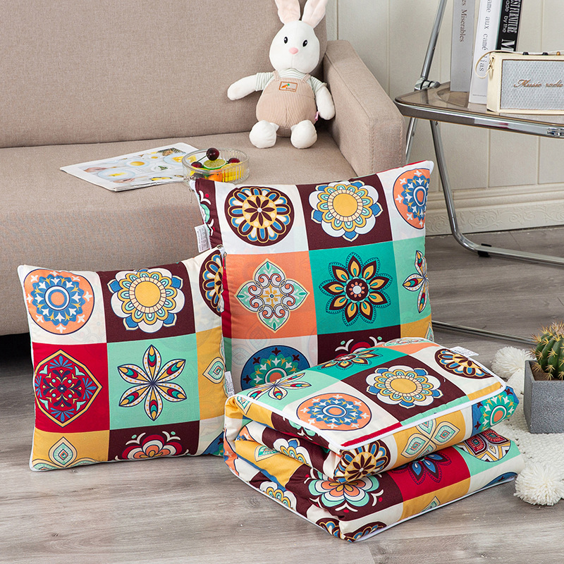 Pillow Blanket Multi-Functional Back Seat Cushion Quilt Logo Wholesale Advertising Gift Cartoon Pattern Warm Pillow