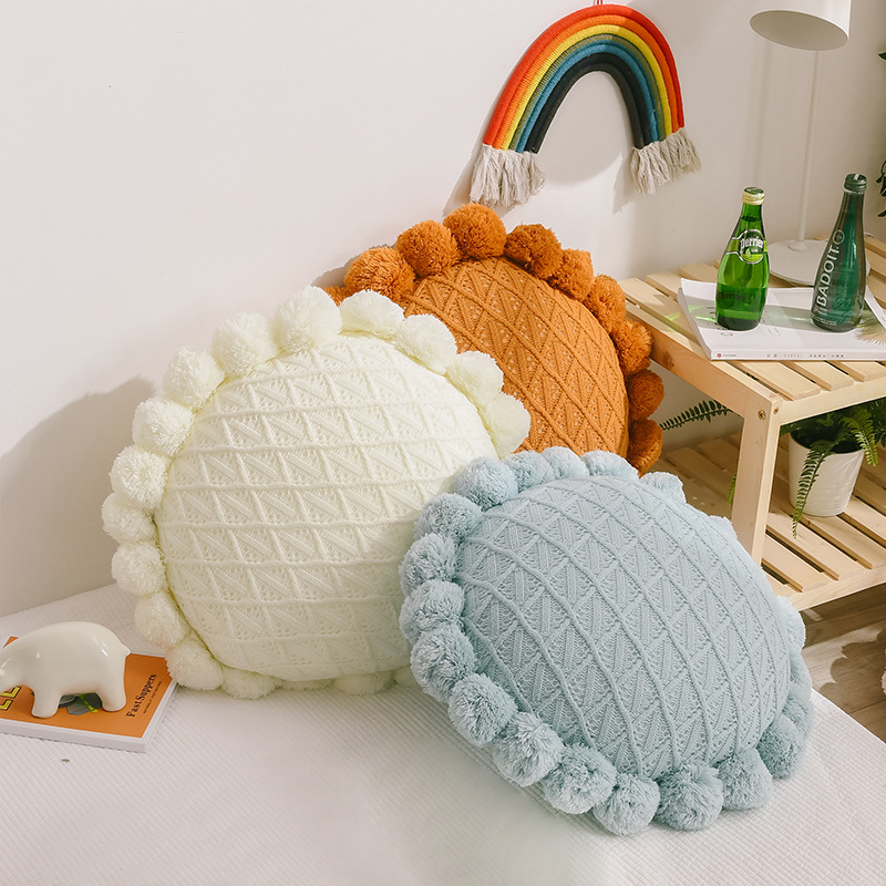 Nordic Simple Wool Knitted Ball Cushion Living Room Bedroom Couch Pillow Office Seat Back Afternoon Nap Pillow