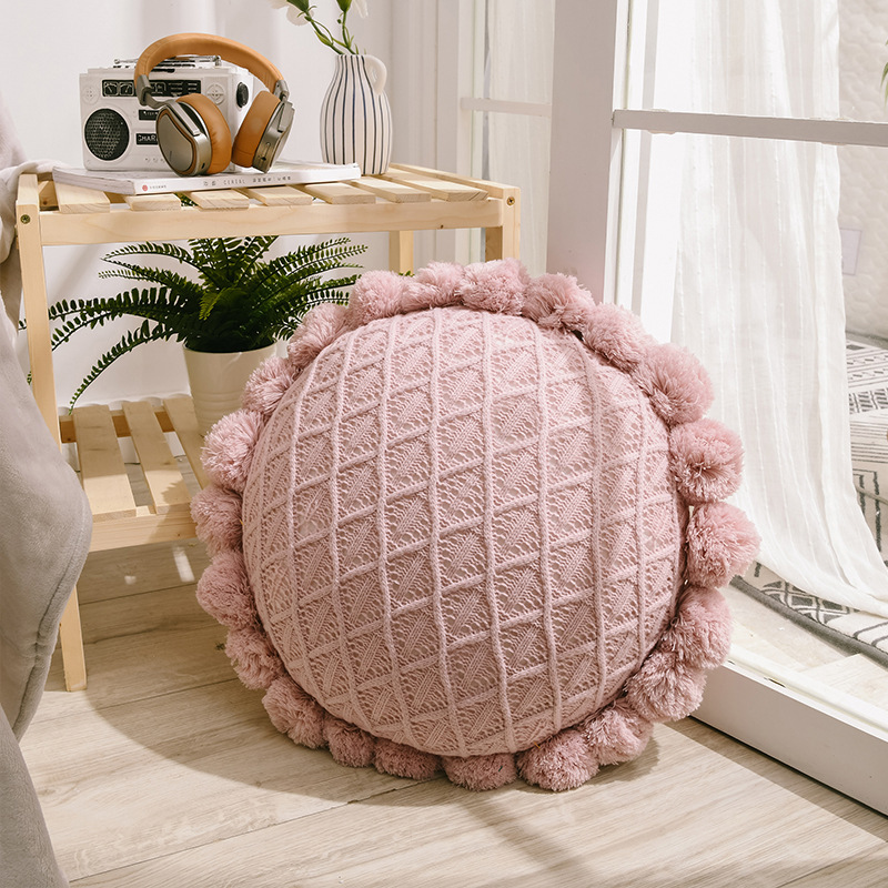 Nordic Simple Wool Knitted Ball Cushion Living Room Bedroom Couch Pillow Office Seat Back Afternoon Nap Pillow