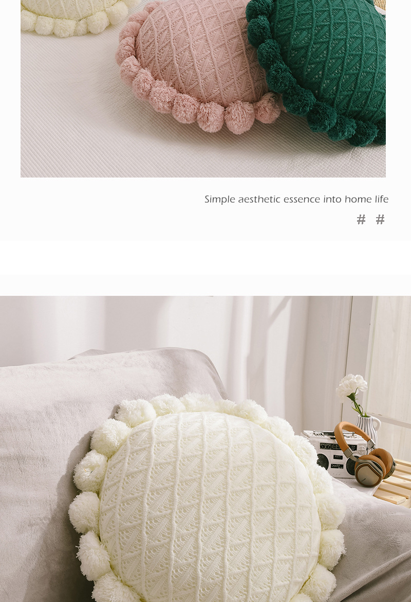 Nordic Simple Wool Knitted Ball Cushion Living Room Bedroom Couch Pillow Office Seat Back Afternoon Nap Pillow