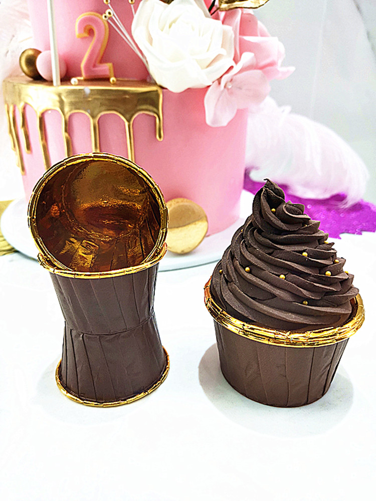 Factory direct sales New design Roll cup Professional baking Cake paper cup PET material gold Brown Crimping cup Factory direct sales New design Roll cup Professional baking Cake paper cup PET material gold Brown Crimping cup