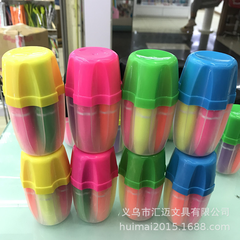 The new highlighter mini children's slant head barrel fleet-drop-colored highlighter cross-border The new highlighter mini children's slant head barrel fleet-drop-colored highlighter cross-border