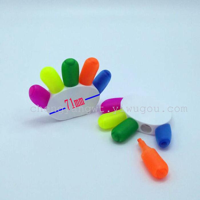 Creative Korean stationery colored palm shape fluorescent pen highlighter colored fluorescent pen finger personality Creative Korean stationery colored palm shape fluorescent pen highlighter colored fluorescent pen finger personality