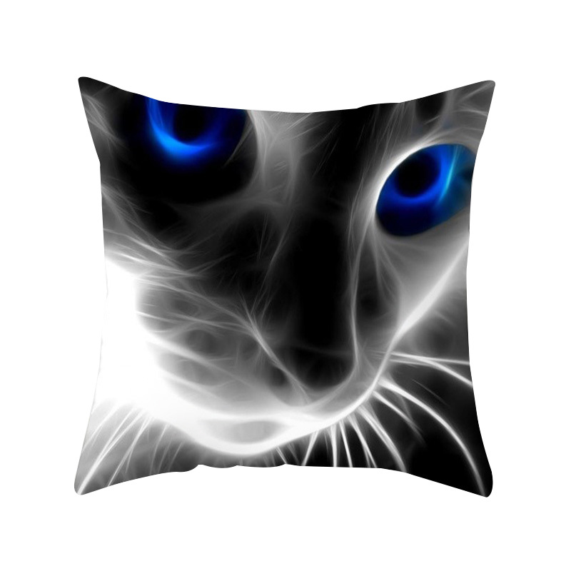 Exclusive for Cross-Border Amazon Hot Pillowcase Cat Pattern Back Seat Cushion Couch Pillow Peach Skin Fabric Pillow Cover