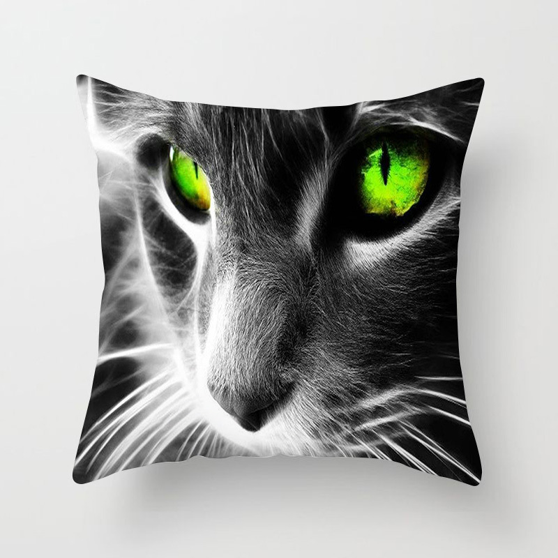 Exclusive for Cross-Border Amazon Hot Pillowcase Cat Pattern Back Seat Cushion Couch Pillow Peach Skin Fabric Pillow Cover