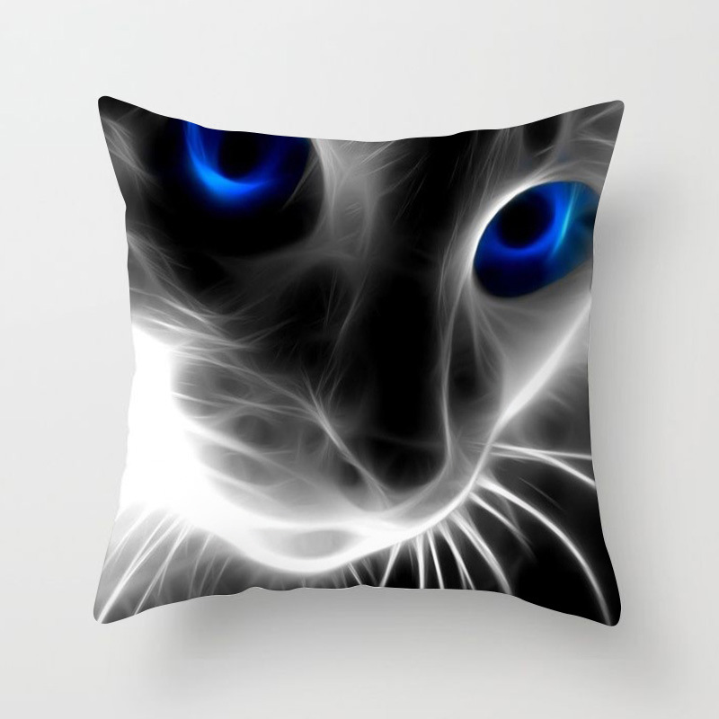 Exclusive for Cross-Border Amazon Hot Pillowcase Cat Pattern Back Seat Cushion Couch Pillow Peach Skin Fabric Pillow Cover