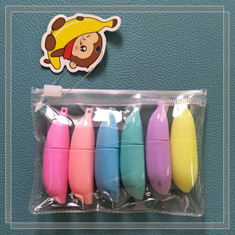 Students miniature shape banana highlighter color sentence key marker pen Students office writing stationery