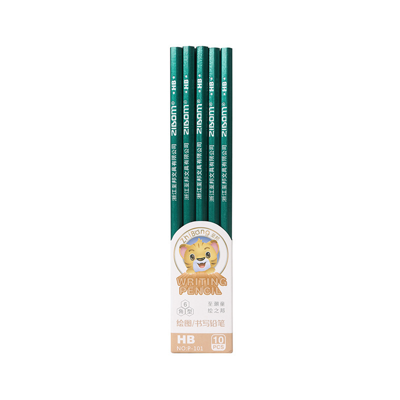Zhibang 101hb Writing 2B Drawing Exam Recommended Coated Pencil Children Hexagonal Wooden Green Pencil