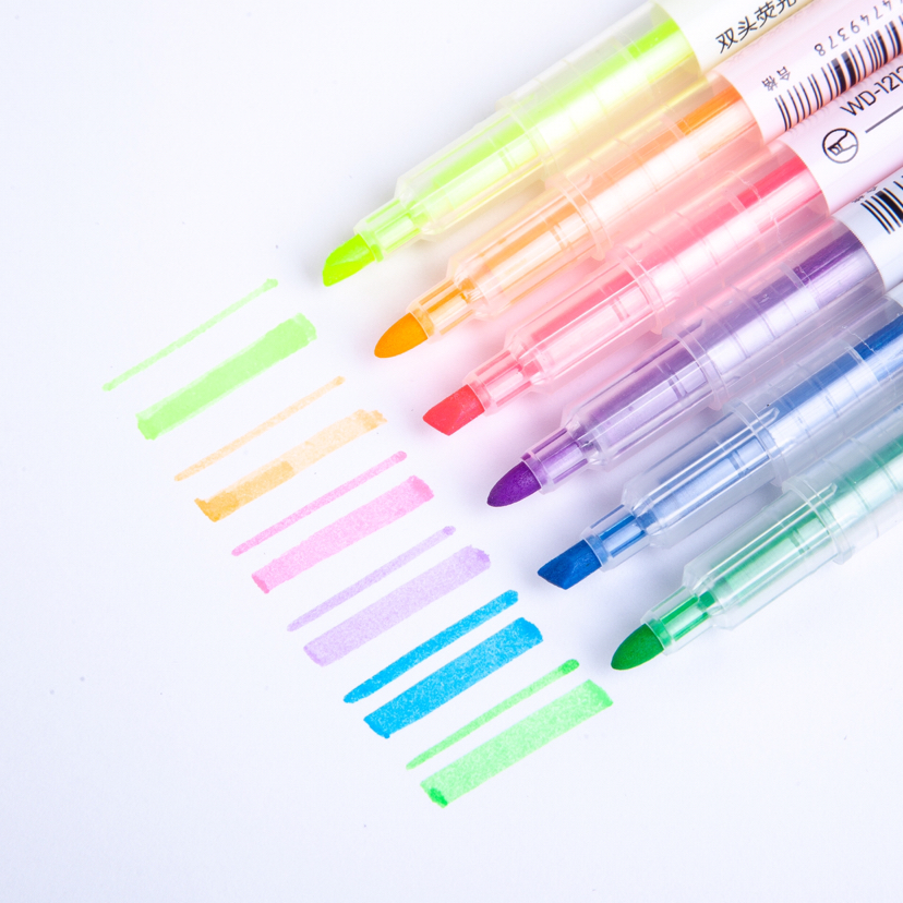 Kiss Flower Double-Headed Fluorescent Pen 6-Color Key Marker Candy Highlighter Creative Two-Color Watercolor Marking Pen Wholesale Kiss Flower Double-Headed Fluorescent Pen 6-Color Key Marker Candy Highlighter Creative Two-Color Watercolor Marking Pen Wholesale