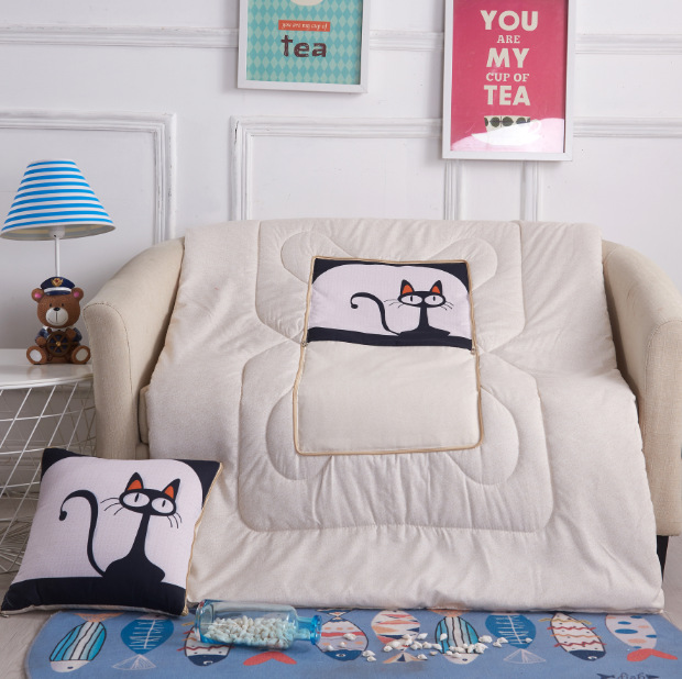 Cartoon Linen Style Pillow Blanket Multifunctional Back Seat Cushion Quilt Office Linen Airable Cover Wholesale Cartoon Linen Style Pillow Blanket Multifunctional Back Seat Cushion Quilt Office Linen Airable Cover Wholesale