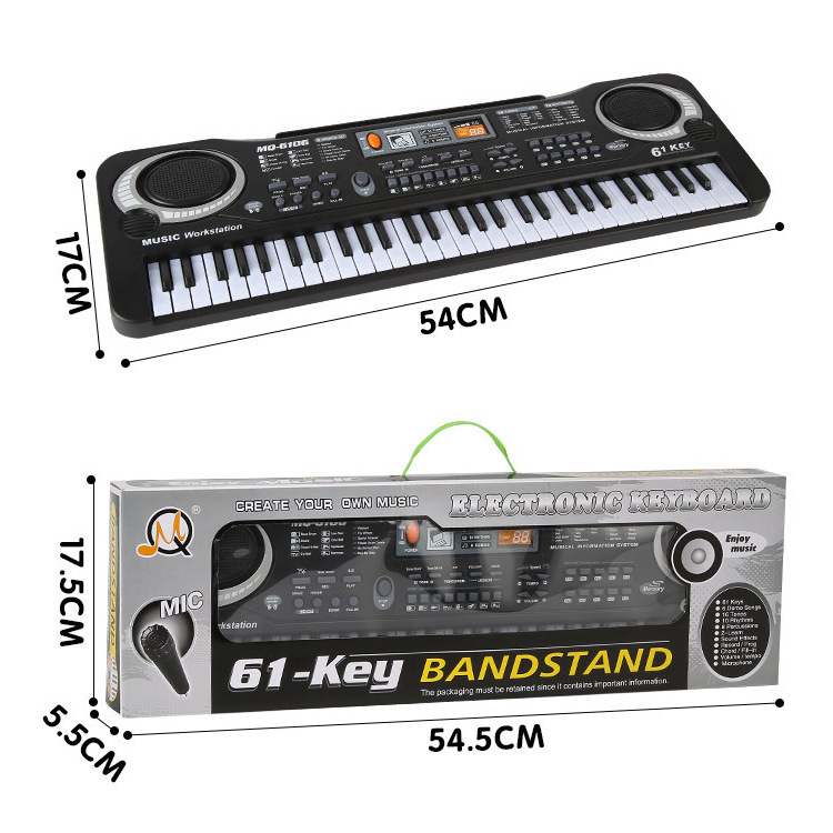 Children&#039;s Electronic Keyboard Musical Instrument 61 Key Multi-Function with Microphone Studio Educational Toy Gift Piano with Power Supply