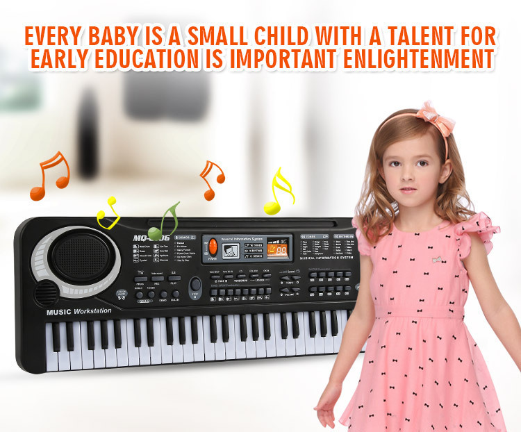 Children's Electronic Keyboard Musical Instrument 61 Key Multi-Function with Microphone Studio Educational Toy Gift Piano with Power Supply Children's Electronic Keyboard Musical Instrument 61 Key Multi-Function with Microphone Studio Educational Toy Gift Piano with Power Supply