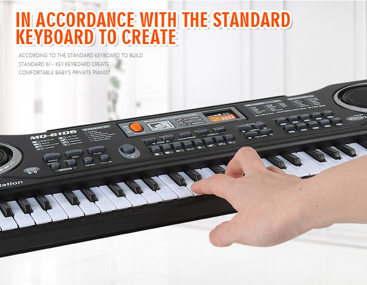 Children's Electronic Keyboard Musical Instrument 61 Key Multi-Function with Microphone Studio Educational Toy Gift Piano with Power Supply Children's Electronic Keyboard Musical Instrument 61 Key Multi-Function with Microphone Studio Educational Toy Gift Piano with Power Supply