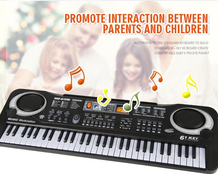 Children's Electronic Keyboard Musical Instrument 61 Key Multi-Function with Microphone Studio Educational Toy Gift Piano with Power Supply Children's Electronic Keyboard Musical Instrument 61 Key Multi-Function with Microphone Studio Educational Toy Gift Piano with Power Supply