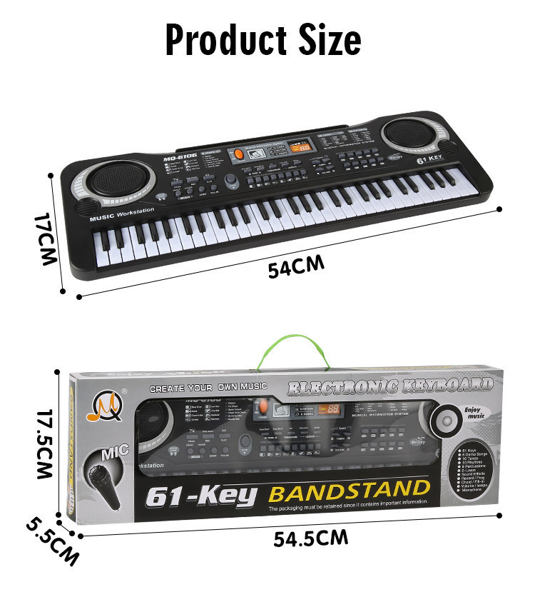 Children's Electronic Keyboard Musical Instrument 61 Key Multi-Function with Microphone Studio Educational Toy Gift Piano with Power Supply Children's Electronic Keyboard Musical Instrument 61 Key Multi-Function with Microphone Studio Educational Toy Gift Piano with Power Supply