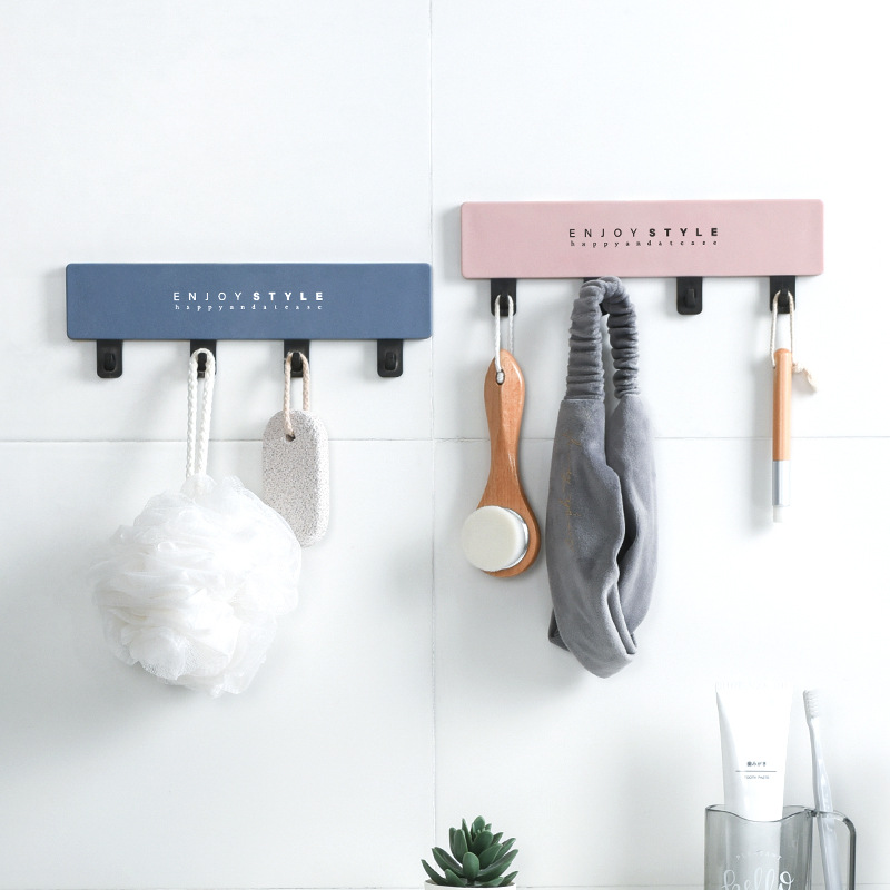 Simple Strong Adhesive Hook a Row of Long Modern Hang Clothes Key Wall Hanging Doorway Storage Shelf Load-Bearing Hook