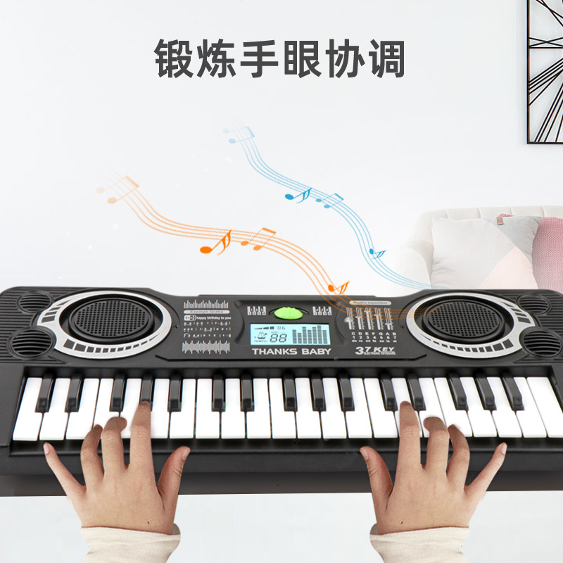 Cross-Border Amazon Children&#039;s Toys 37 Keys Electronic Keyboard Boys and Girls Musical Instruments Simulation Piano Preschool Education Music Gift