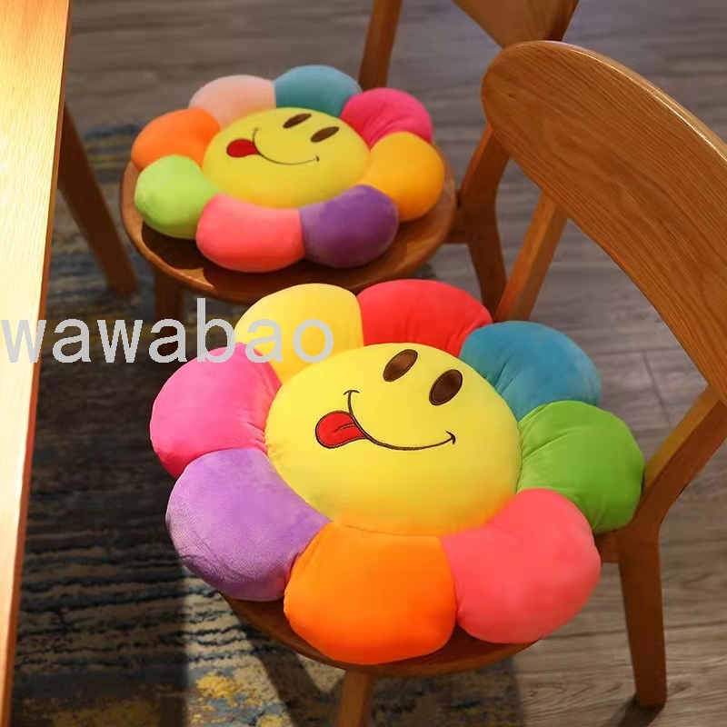 Cute Cartoon Colorful Sun Flower Cushion Plush Toy Expression Back Cushion/Seat Cushion Doll Cute Cartoon Colorful Sun Flower Cushion Plush Toy Expression Back Cushion/Seat Cushion Doll