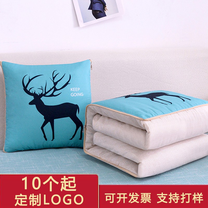 Cartoon Linen Style Tiger Year Pillow Blanket Multi-Functional Back Seat Cushion Quilt Advertising Gift Pillow Blanket Custom Logo