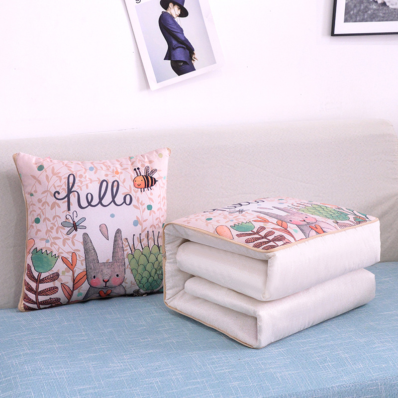 Cartoon Linen Style Tiger Year Pillow Blanket Multi-Functional Back Seat Cushion Quilt Advertising Gift Pillow Blanket Custom Logo