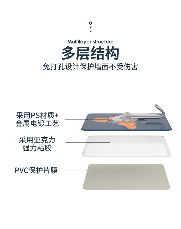 Punch-Free Hook Wall Screwless Kitchen Bathroom Creative Wall-Mounted Strong Adhesive Household Load-Bearing Sticky Purchase