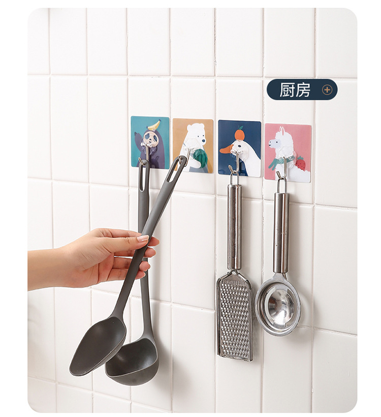 Punch-Free Hook Wall Screwless Kitchen Bathroom Creative Wall-Mounted Strong Adhesive Household Load-Bearing Sticky Purchase