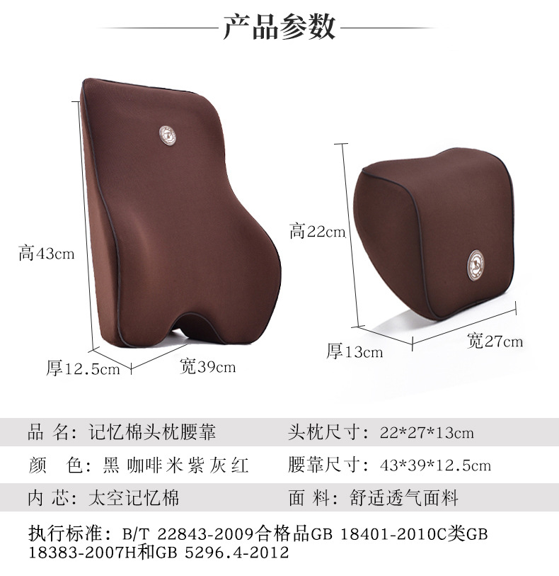 Set Pillow Back Cushion Waist Support for Car Interior Seat Four Seasons Universal New Slow Rebound Special Offer