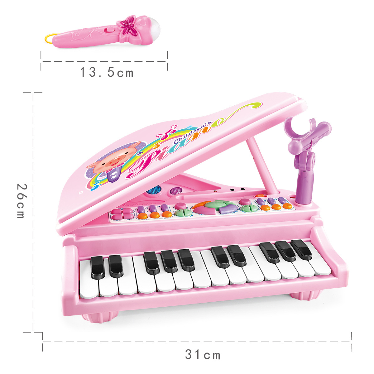 Children&#039;s Electronic Keyboard Simulation Piano Children Education Musical Instrument Multifunctional with Microphone with Stool Early Education Little Piano Pattern