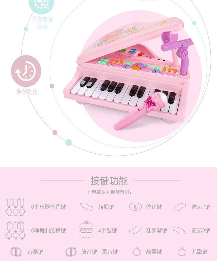 Children's Electronic Keyboard Simulation Piano Children Education Musical Instrument Multifunctional with Microphone with Stool Early Education Little Piano Pattern Children's Electronic Keyboard Simulation Piano Children Education Musical Instrument Multifunctional with Microphone with Stool Early Education Little Piano Pattern
