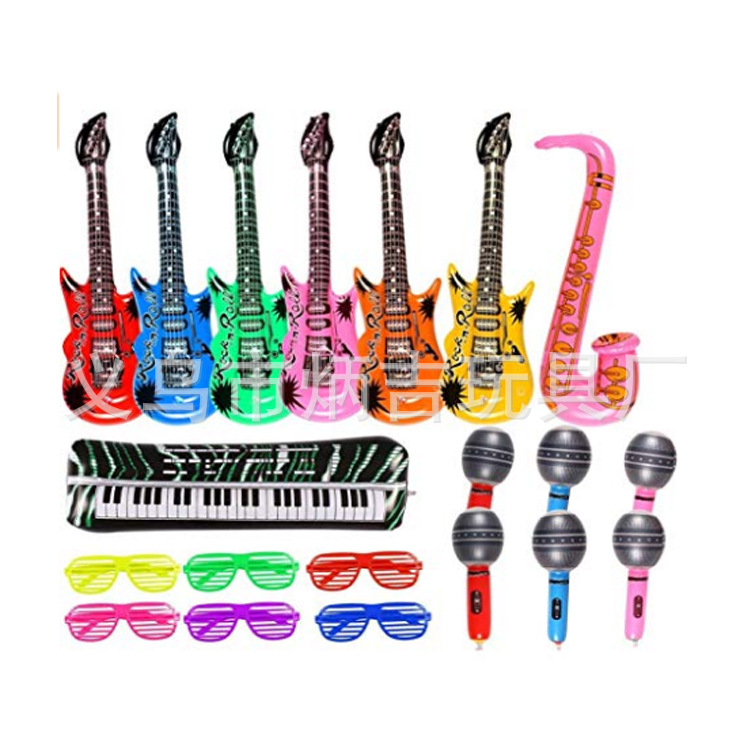 Popular Cross-Border Inflatable Toys Inflatable Guitar Inflatable Musical Instrument Saxophone Children Microphone Inflatable Electronic Keyboard