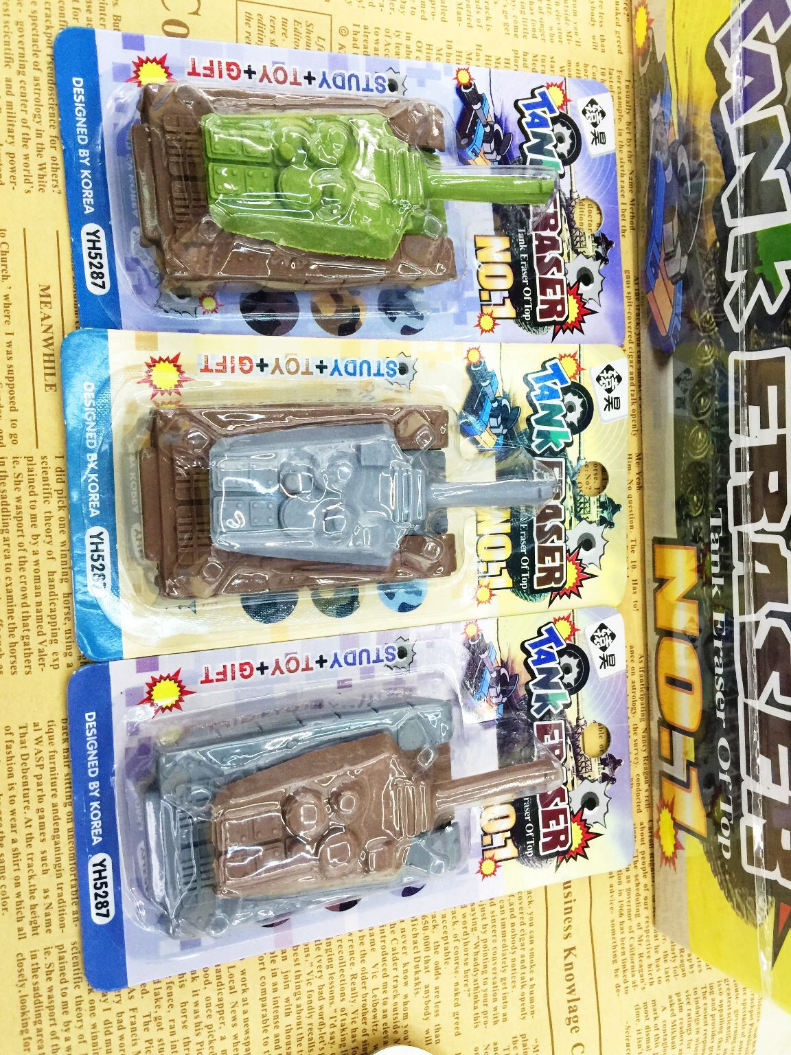 Korean Cute Cartoon Tank Eraser Detachable DIY Children's Creative Stationery Combination Wholesale