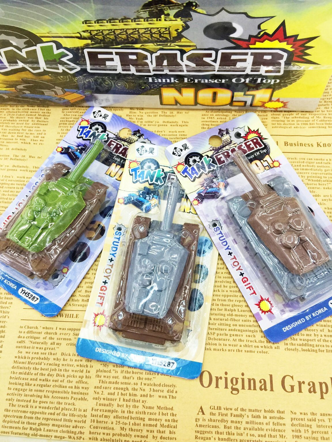 Korean Cute Cartoon Tank Eraser Detachable DIY Children's Creative Stationery Combination Wholesale