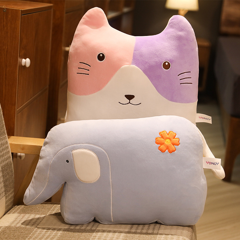 Cute Elephant Cat Pillow Plush Toy Home Sofa Cushion Office Seat Back Spandex Crystal Velvet