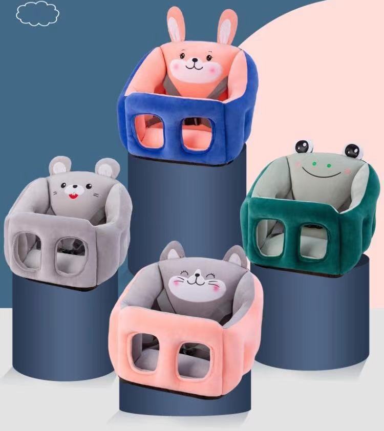 Square Shape Baby Learning Seat Infant Eating Table Learning Sitting Tool plus Safety Belt Fixed Back Cushion Throw Pillow