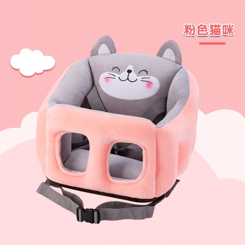 Square Shape Baby Learning Seat Infant Eating Table Learning Sitting Tool plus Safety Belt Fixed Back Cushion Throw Pillow