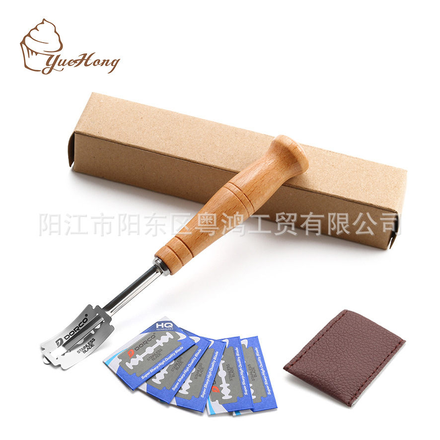 Bread Lame Wooden Handle Curved Bread Cutter Repair Knife Western-Style Bread Stick Cutting Knife Cutting Reamer Bread Lame Wooden Handle Curved Bread Cutter Repair Knife Western-Style Bread Stick Cutting Knife Cutting Reamer