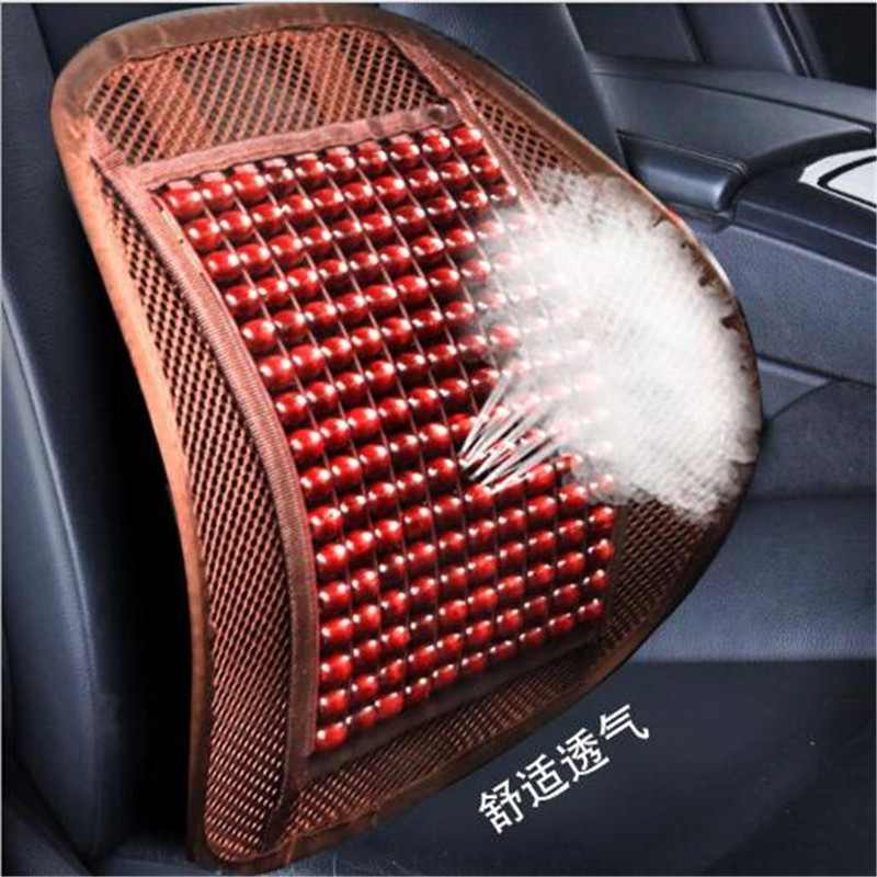 Automobile wood bead waist by ventilation massage waist cushion seat back