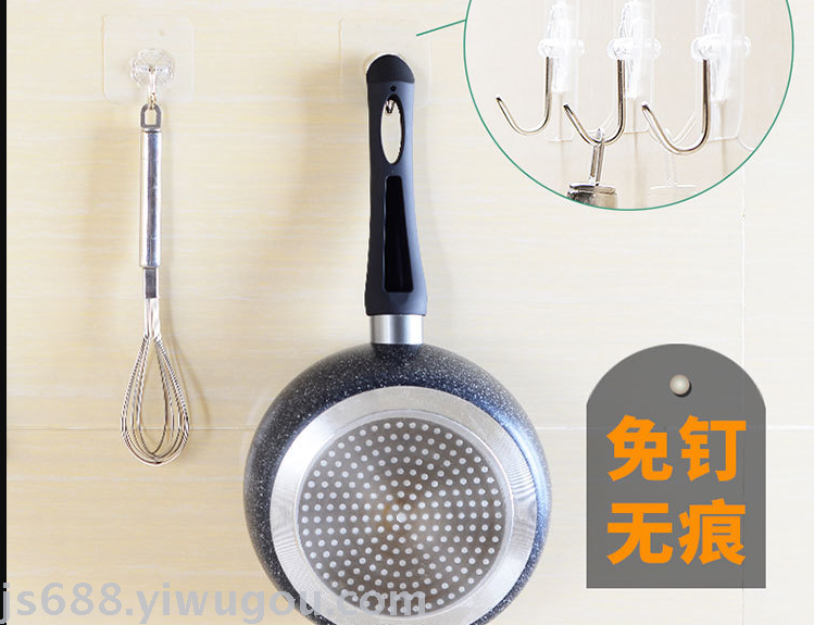 Hook adhesive stick wall hanging load-bearing suction cup kitchen hook after traceless paste door without hole hook