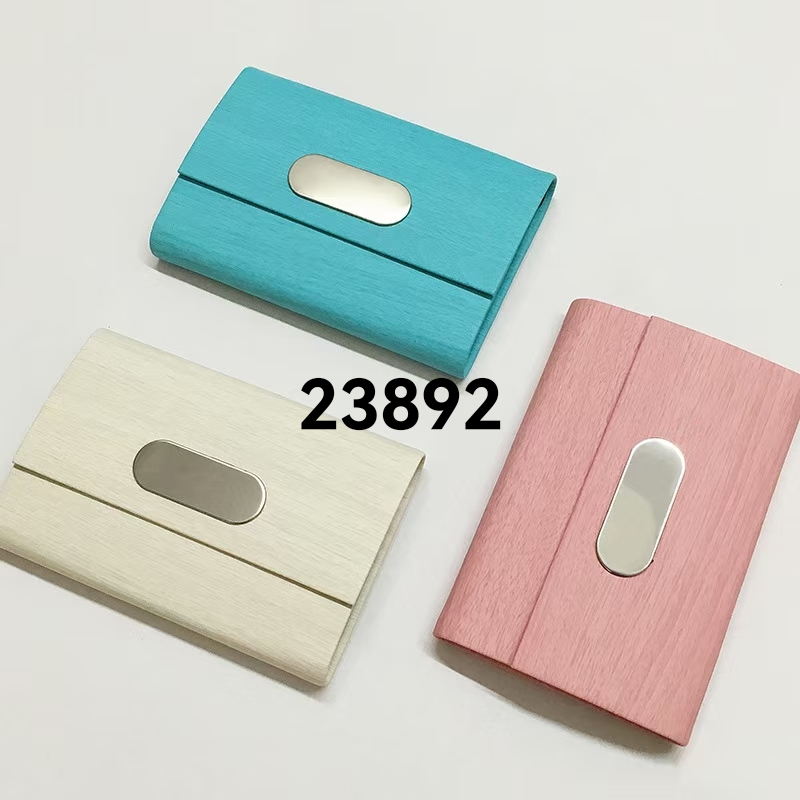 Curved Business Card Case Metal Sticker Buckle Business Card Holder Men&#039;s and Women&#039;s Business Card Case PU Leather Business Card Holder Sub