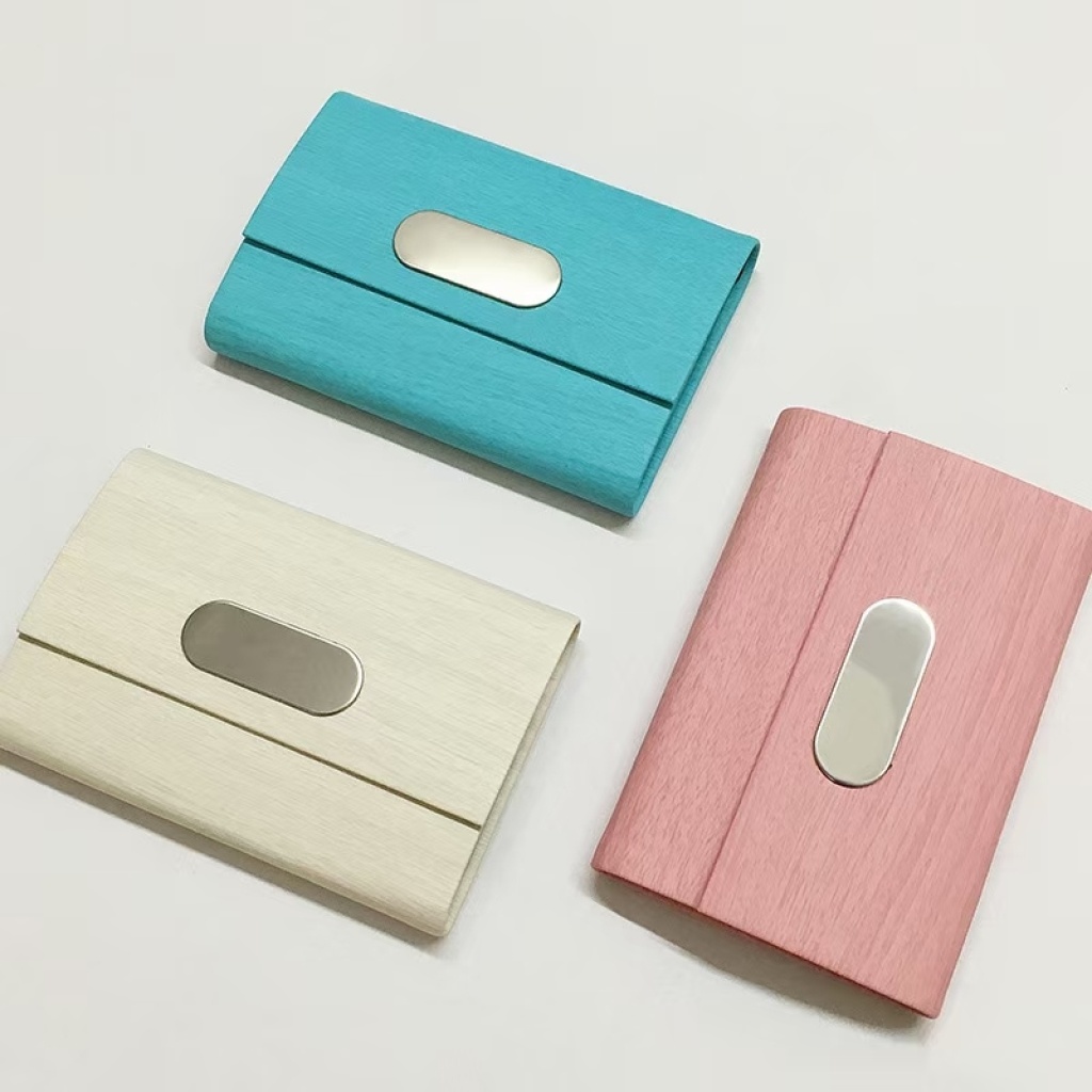 Curved Business Card Case Metal Sticker Buckle Business Card Holder Men's and Women's Business Card Case PU Leather Business Card Holder Sub Curved Business Card Case Metal Sticker Buckle Business Card Holder Men's and Women's Business Card Case PU Leather Business Card Holder Sub