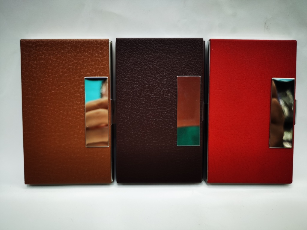 304 Stainless Steel Business Office Gift Business Card Holder Imitation Leather Geometric Three-Dimensional Business Card Case Men and Women Business Card Holder