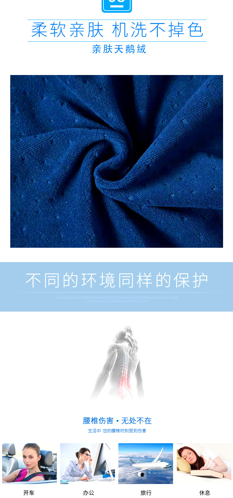 Manufacturer wholesale memory cotton waist seat cushion for waist protection Office cushion for car back in summer