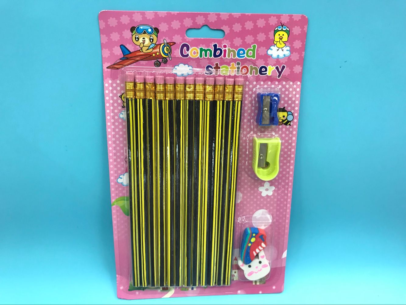 Twelve pencil eraser two Pencil Sharpener stationery set School supplies Children&#039;s stationery