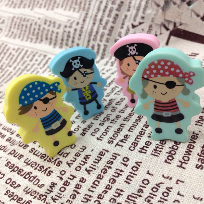 Japanese and Korean Cartoon Creative Stationery Gift Children Cartoon Pirate Shape Eraser Wholesale School Supplies