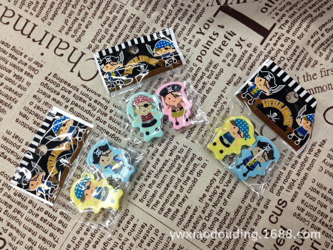 Japanese and Korean Cartoon Creative Stationery Gift Children Cartoon Pirate Shape Eraser Wholesale School Supplies