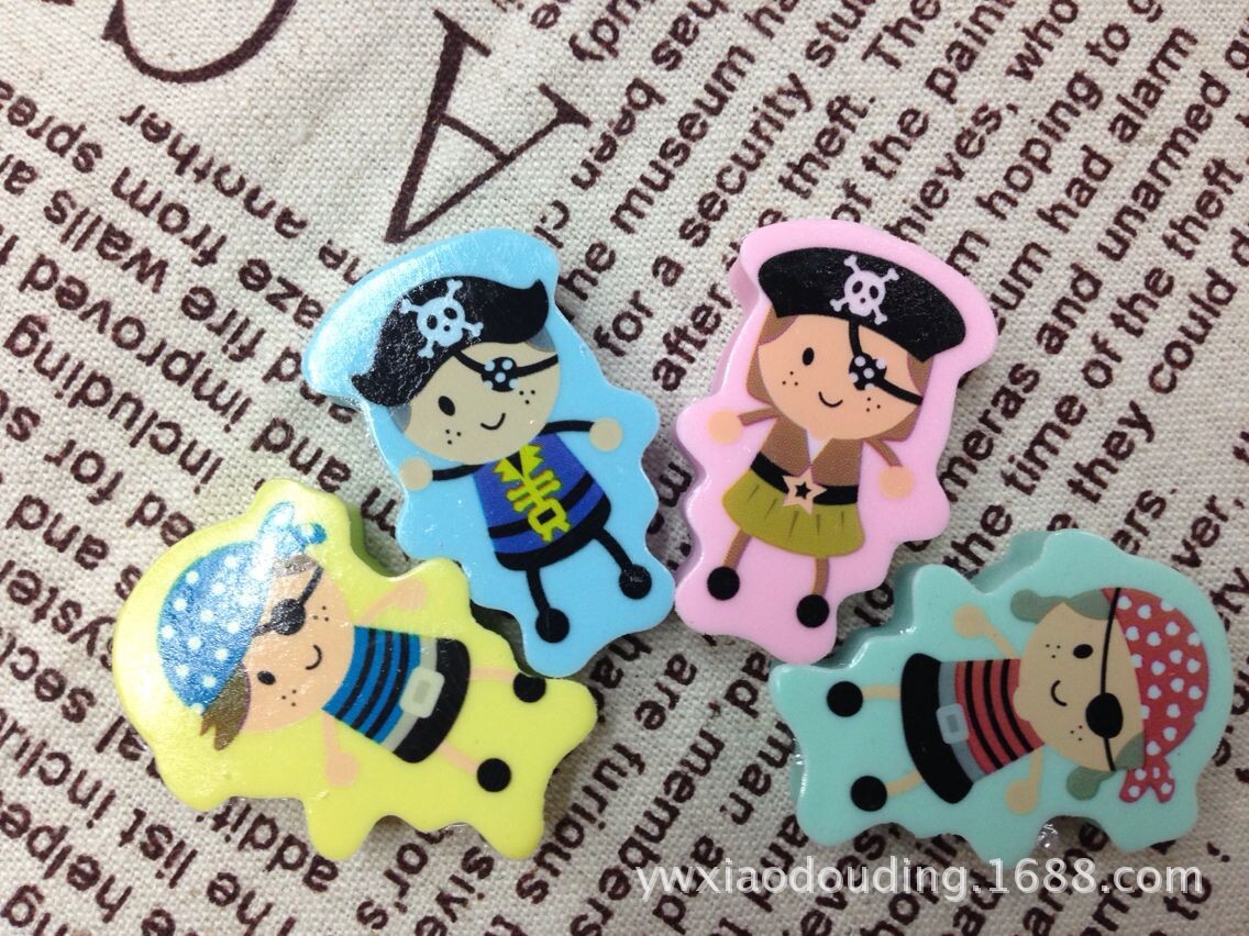 Japanese and Korean Cartoon Creative Stationery Gift Children Cartoon Pirate Shape Eraser Wholesale School Supplies