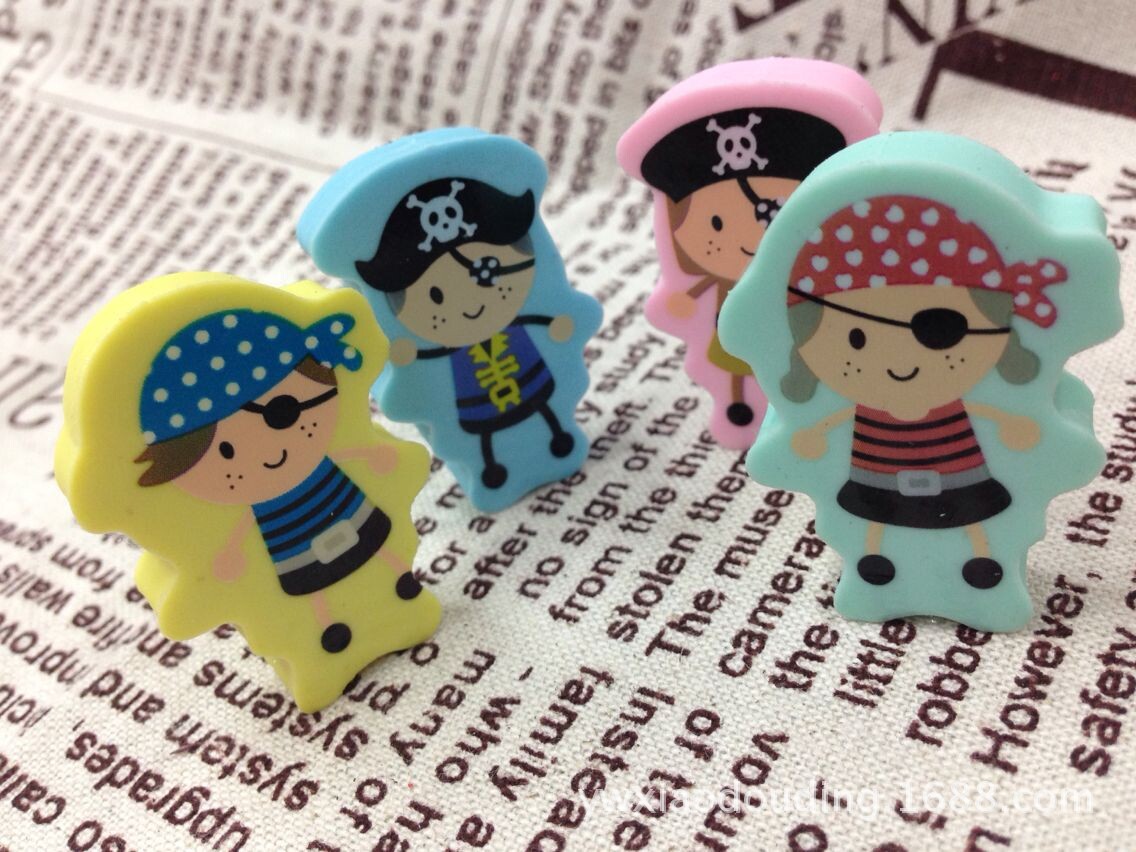 Japanese and Korean Cartoon Creative Stationery Gift Children Cartoon Pirate Shape Eraser Wholesale School Supplies